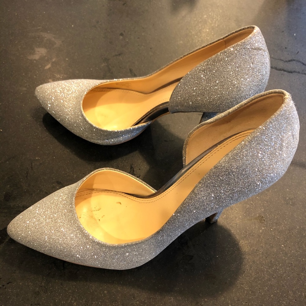 BCBGeneration Silver Metallic Heels